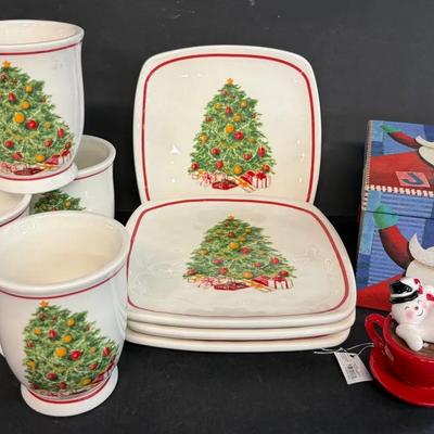 Christmas Tree China By Mud Pie, Plus S&P Shaker, Gift Box