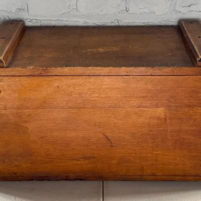 Antique Wood Microscope Storage Crate With Box Joints & Iron Accents