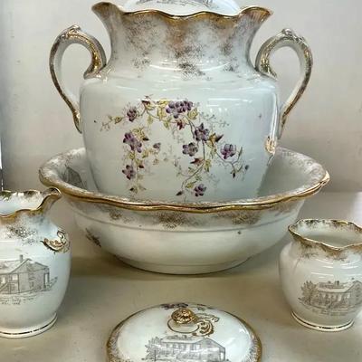 Victorian Semi Porcelain Bath Set (partial)