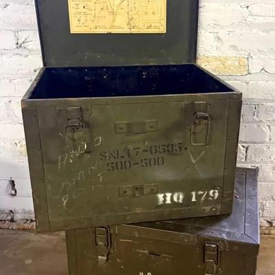 Pair (2) Vintage Heavy Duty Military Field Chests