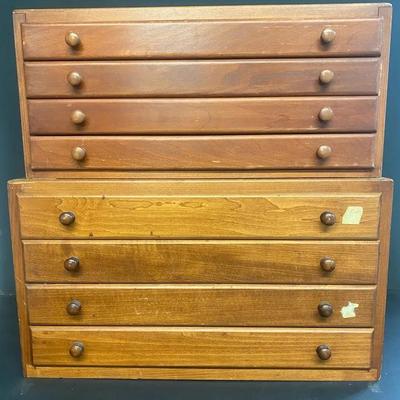 4 Drawer Wooden Cabinets, Pair