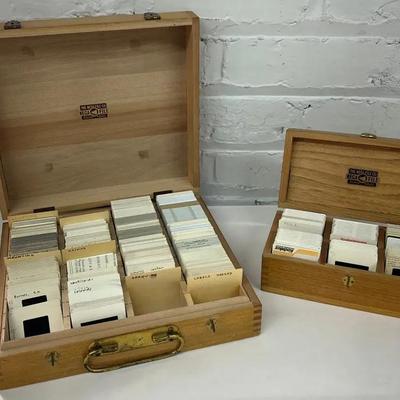 Collection Of Vintage Scientific Slides & Wooden Slide Boxes