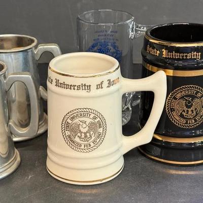 Beer Mugs (5) With Glass, Ceramic, Pewter