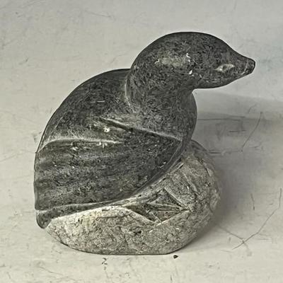 Canadian Inuit Carved Soapstone Duck, Signed