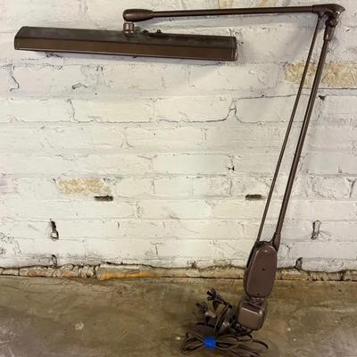 Large Art Deco Style Folding/Articulating Desk Lamp, Brown