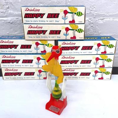 1960’s “Happy Bee” Drinking Toy Bees In Original Boxes (8) 