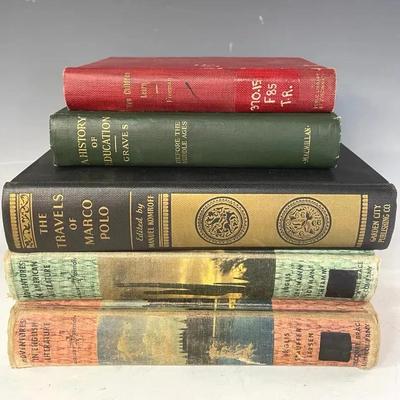 Antique Education Books With “The Travels Of Marco Polo”