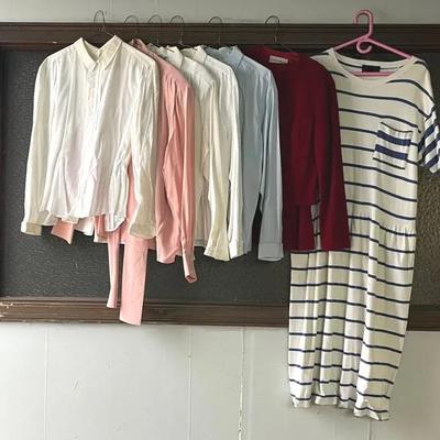 Assorted Vintage Preppy Blouses (5), Wool Suit and Cotton Dress