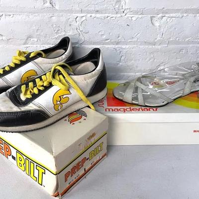 Retro Prep-Bilt Hawkeyes Tennis Shoes With Holographic Sling Back Heels