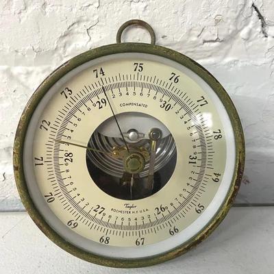 Vintage Brass Taylor Compensated Aneroid Barometer 