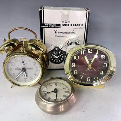 Vintage Wehrle Commander Niteglo Alarm Clock With Big Ben Westclox Alarm Clock 