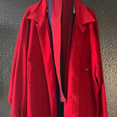 Vintage Oversized Wool Shirt Jacket with Wool Rugby Scarf