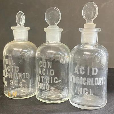 Embossed Laboratory Glass Reagent Bottles, Set Of 3