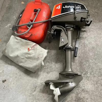 Sale Photo Thumbnail #42: Johnson 4 Horse Motor and Gas Tank