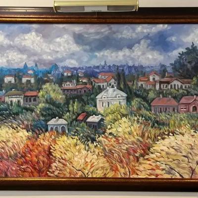 Sale Photo Thumbnail #46: Landscape of Village Scene by J Denney