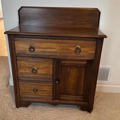 Sale Photo Thumbnail #31: Antique Victorian Oak Washstand