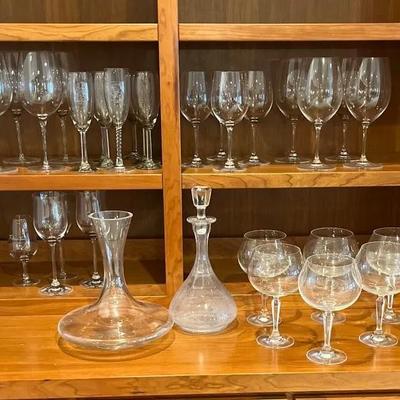 Sale Photo Thumbnail #51: Decanters & Wine Glasses