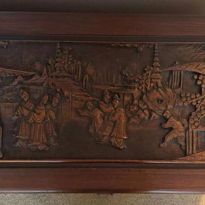 Vintage Chinese Carved Wood Camphor Chest