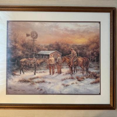 Framed Charles Lyles Cowboy Western Print