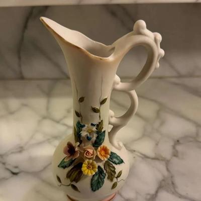 Interpur Porcelain Bud Vase & Capodimonte Rose Florals (3-Piece Lot)
