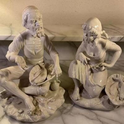 Mid-Century Dresden Porcelain Figurines (Fishing Scene Pair)