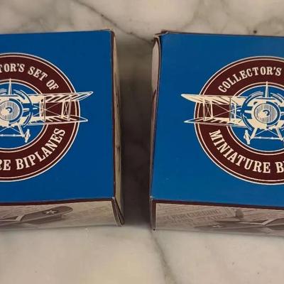 Vintage Toy Airplane & Miniature Biplane Collector Boxes (Lot)