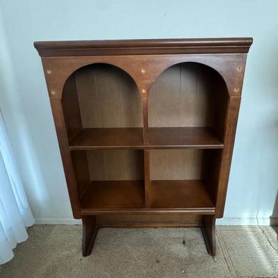 Vintage Wooden 4-Cubby Display Shelf with Arched Top
