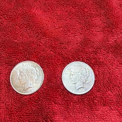 1922 And 1925 Peace Dollar 