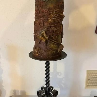 Vintage 15” Handmade Johann Gunter Carved Candle