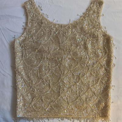 Vintage Cardell Sequin Beaded Top (Size Small, Hong Kong)