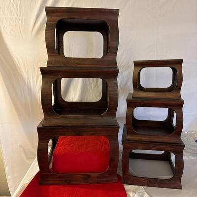 Chinese Export stacking campaign-style pedestals / display stands