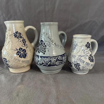 Vintage German Salt-Glazed Stoneware Wine Jugs/Vases (Pair)