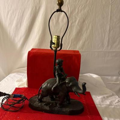 Vintage Elephant Rider Table Lamp – Sculptural Accent Lamp”