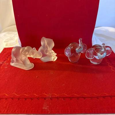 Set Of 4 Mixed Glass Elephants