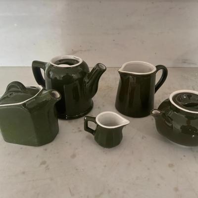 Vintage Hall China Teapots & Creamer (Set of 5)