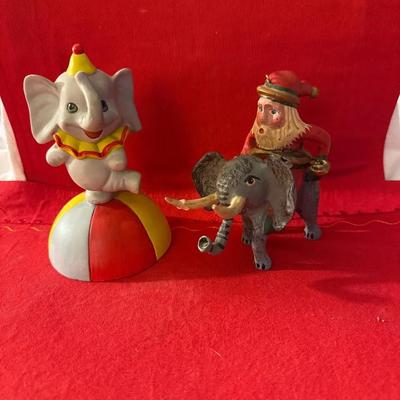 Whimsical Circus Elephant Figurines – Decorative Lot (2 Pieces)”