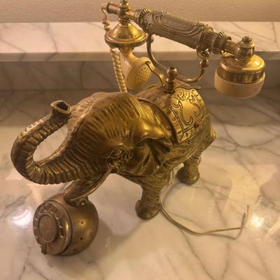 Casablanca Brass Elephant Rotary Telephone