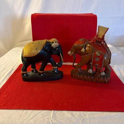 Decorative Indian-Style Dressed Elephant Figurines with Saddle & Howdah”
