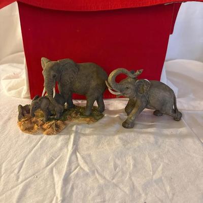 Elephant Family & Raised Trunk Figurines – Symbol of Strength & Protection”