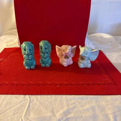 Vintage Ceramic Elephant Shaker Figurines – Group of 4