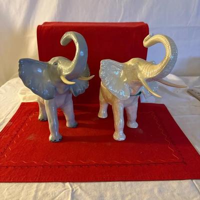 Possible Pair of Lladró Porcelain Elephant Figurines – Handmade in Spain”