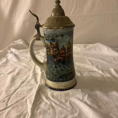 German Lidded Beer Stein – Maritime & Naval Scenes