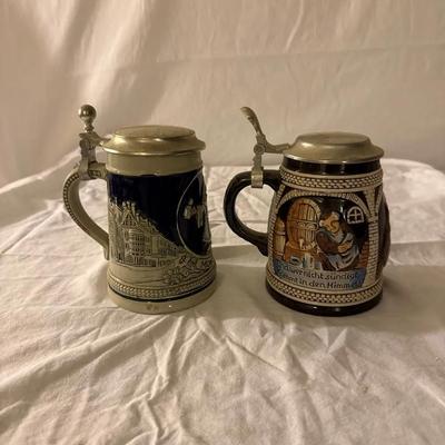 2 Vintage German Beer Steins – München & Perkeo Monk