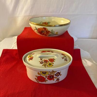 Classic CorningWare casserole And French Porcelain Bowl