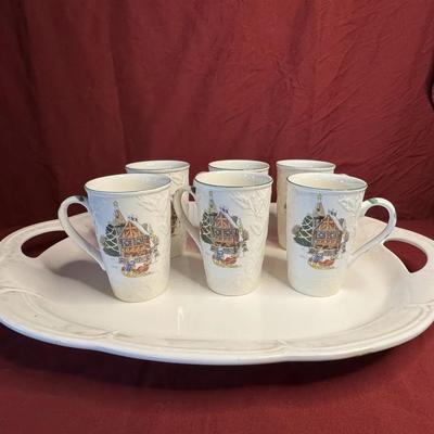 Christmas/Winter themed mugs and platter