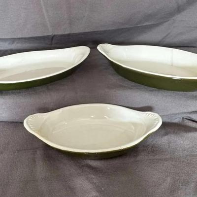 Vintage Hall Ceramic 2 9" Au Gratin Dishes & 1 11" Au Gratin Dish (Set of 3)