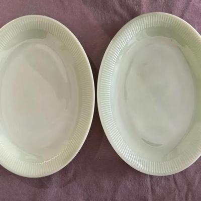 Vintage Fire King Jadeite Two Serving Plates 