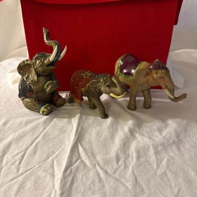 Ornate Elephant Figurines – Symbolic Decor Collection (Lot of 3)”