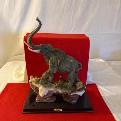 De Capoli Elephant Figurine on Scenic Base