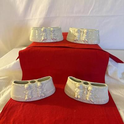 Antique German Diehl Porcelain Cherub Flower Frogs – Set of Four